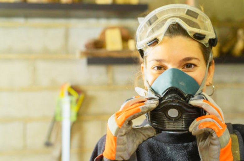 Safety goggles and respirator when cleaning the dryer vent.