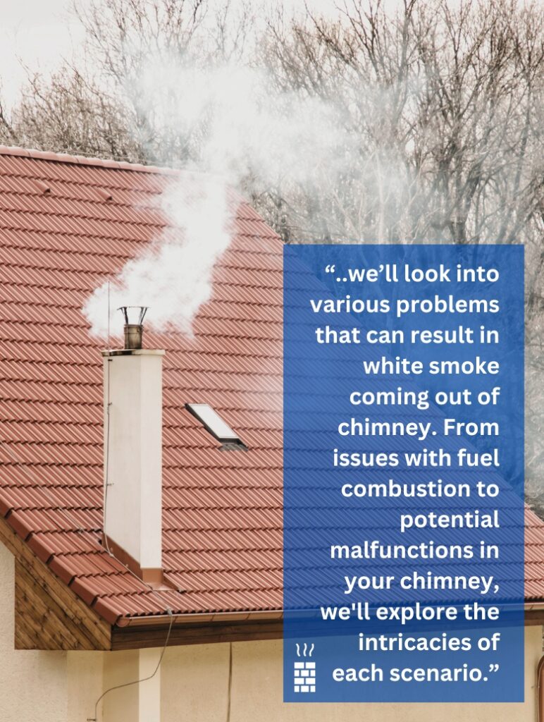 A chimney with white smoke coming out.