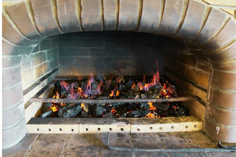 charcoal in fireplace