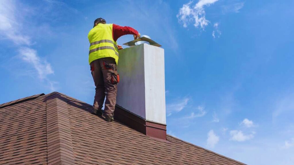 A man following the chimney inspection checklist.
