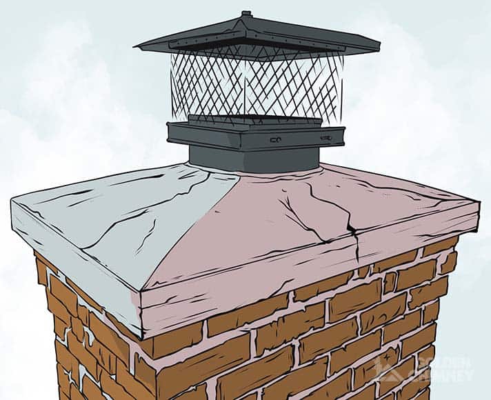 cracked leaking chimney crown