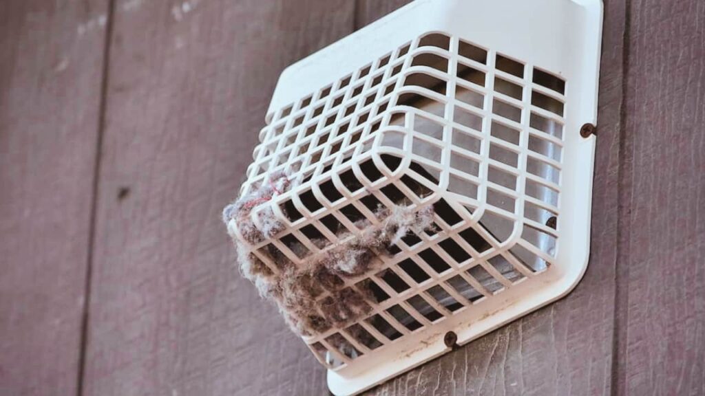 A clogged dryer vent that needs dryer vent cleaning.