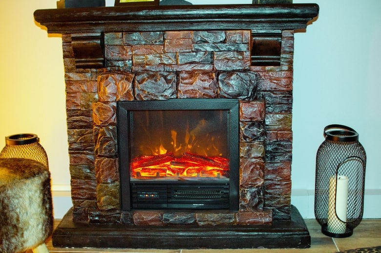 An electric fireplace.