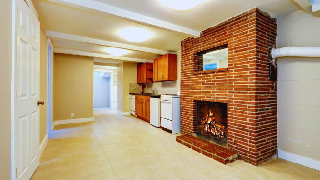 A fireplace in a basement. Know what are the solutions for fireplace odor in basement.
