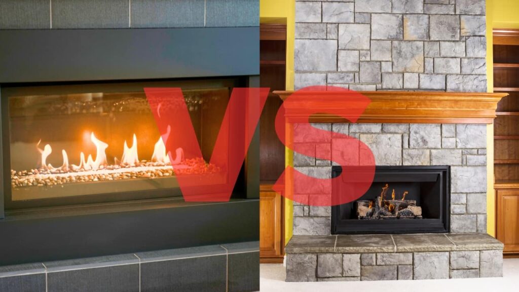A gas insert vs wood insert fireplace. Know the difference between the two.