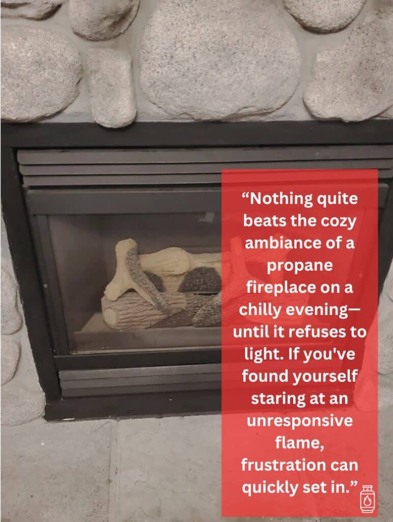 A propane fireplace that won't light.