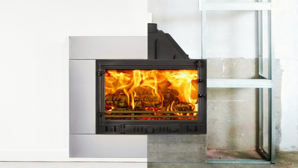 A fireplace insert in the middle of a fireplace inserts repair.