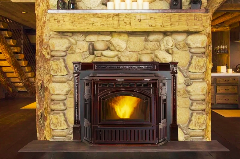 A pellet fireplace insert.