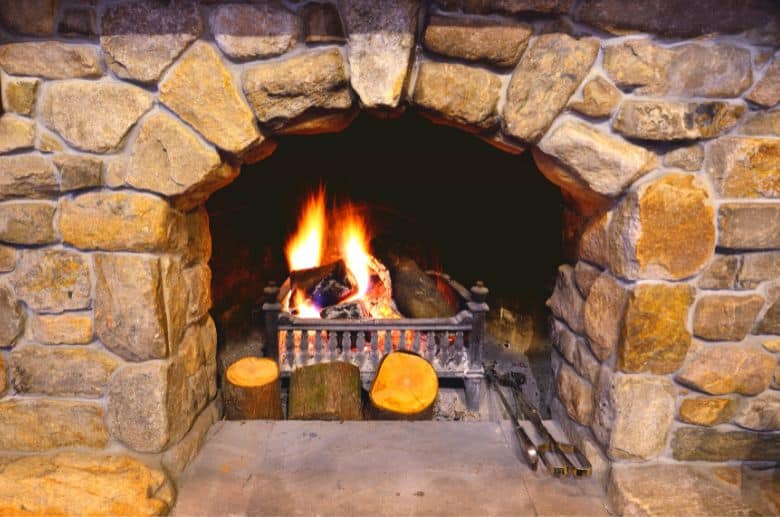 Exposed brick fireplace renovation