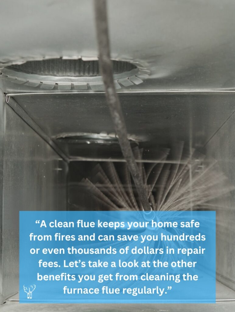 Cleaning a furnace flue.