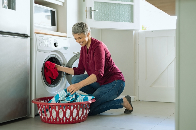 A woman using the dryer.