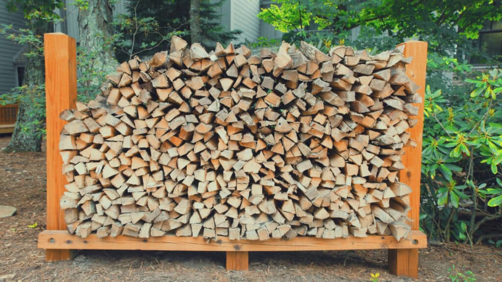A stack of firewood. Know how to stack firewood.
