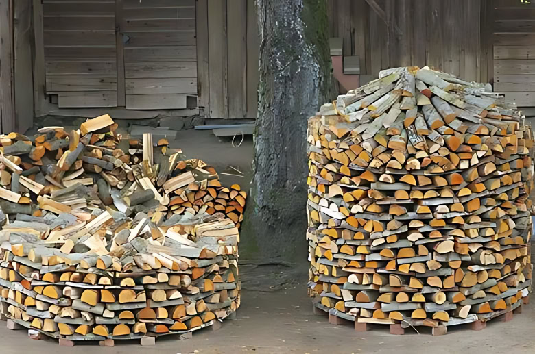 A German stacking method of firewood.