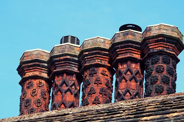 Tudor style old chimney pots