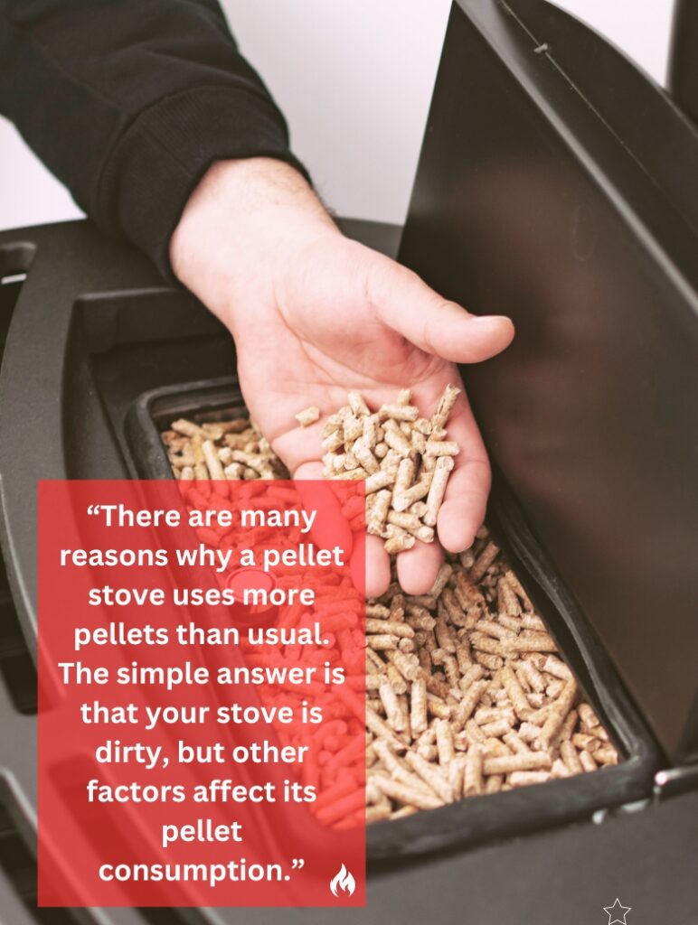 A man checking the pellets on a pellet stove.